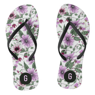 Lavendel-Blume mit grünen Blätter Flip Flops