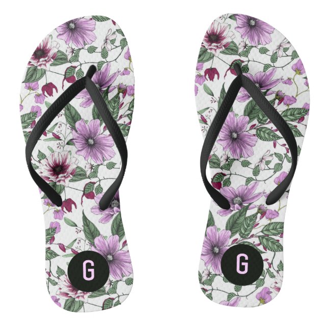 Lavendel-Blume mit grünen Blätter Flip Flops (Fußbett)