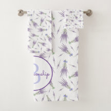 Lavendel Blume Muster Lila Bow Monogram