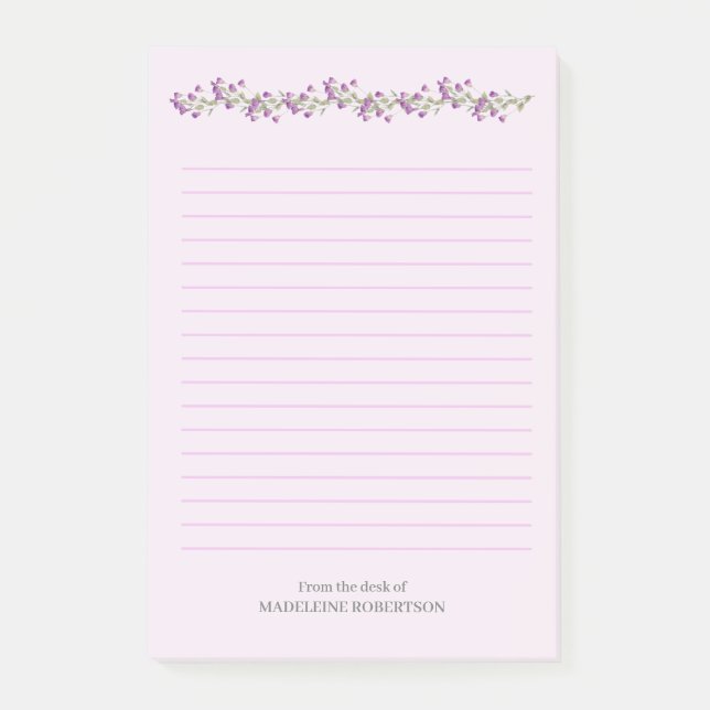 Lavendel-Blume Personalisiert mit Name Post-it N Klebezettel (Vorderseite)