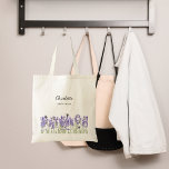 Lavendel-Blume Tragetasche<br><div class="desc">Transparenter Hintergrund Dekoriert mit Lavendel-Blume und Bienen. Personalisieren Sie Ihren Namen und fügen Sie ihn hinzu. Zurück: kein Design</div>