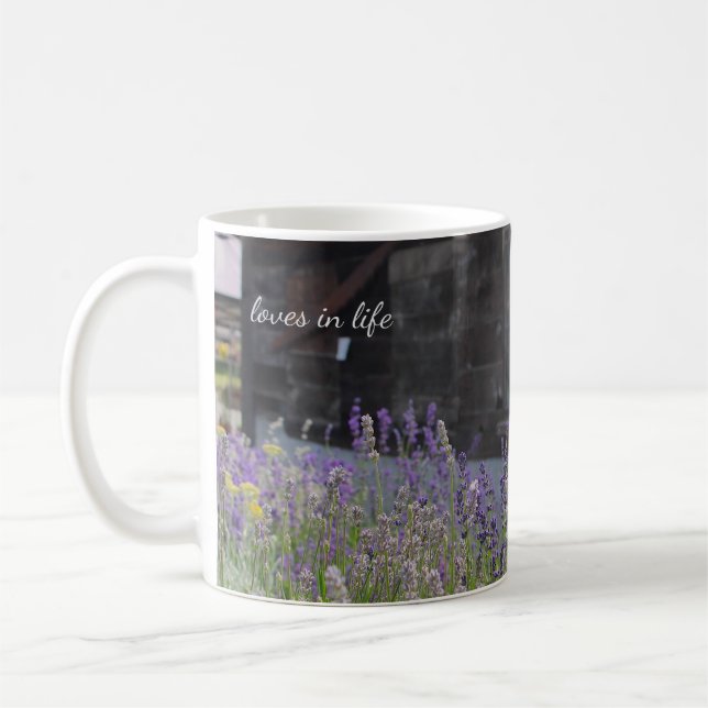 Lavendel-Blume und Alte Holzschuhe Kaffeetasse (Links)