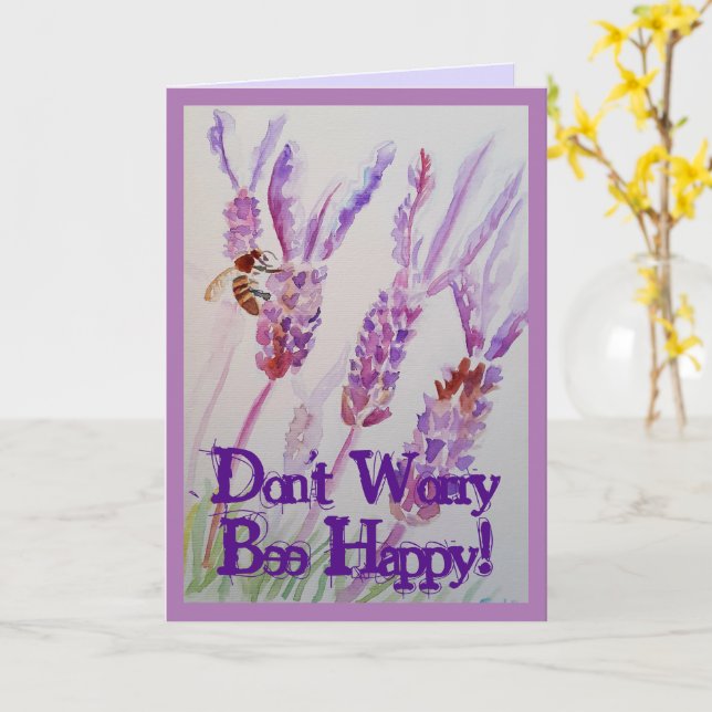 Lavendel Blume und Bienen Wasserfarbe glücklich se Karte (Gelbe Blume)