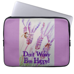 Lavendel Blume und Bienen Wasserfarbe glücklich se Laptopschutzhülle