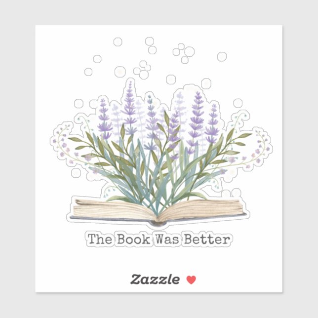 Lavendel-Blume wächst aus dem Buchlesekonzept Aufkleber (Blatt)