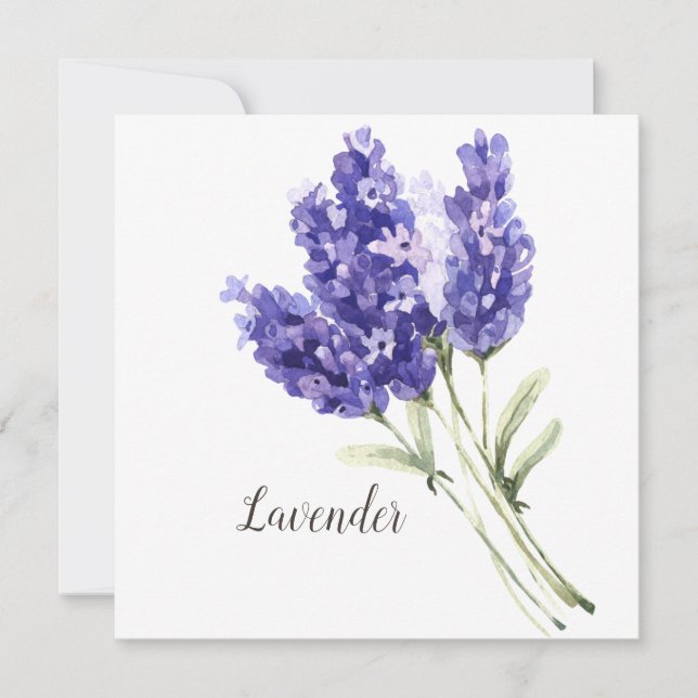 Lavendel-Blume Wasserfarben-Blankenkarte (Vorderseite)