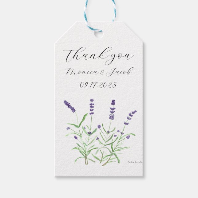 Lavendel Blume Wasserfarbenfrohe Violettverheiratu Geschenkanhänger (Vorderseite)