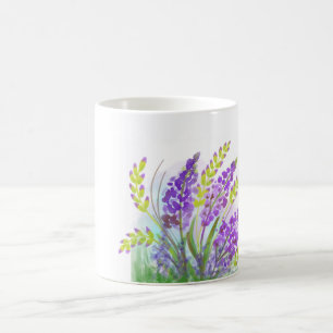 Lavendel-Blumen-Aquarell-Tasse Botanischer Laven Kaffeetasse