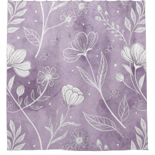 Lavendel-Blumen-Duschvorhang – Elegant Botanisch Duschvorhang