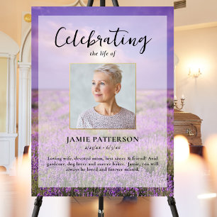 Lavendel-Blumen-Feier-des-Lebens-Foto-Begräbnis Poster