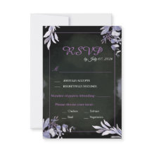 Lavendel-Blumen-Gothic-RSVP-Hochzeitskarte