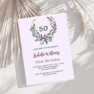 Lavendel Blumen Grünpflanzen Lila Geburtstag Einladung