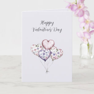 Lavendel-Blumen-Herzballons Valentinstag Karte