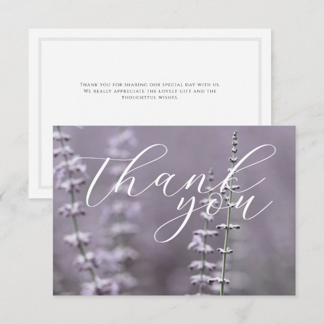 Lavendel-Blumen-Hochzeit-Dankeskarten (Vorne/Hinten)