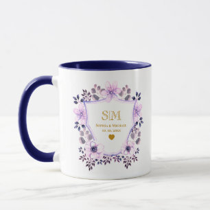 Lavendel-Blumen-Hochzeit und Gold I Jubiläum Tasse