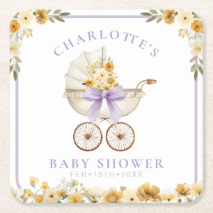 Lavendel-Blumen-Korbababy-Shower-Unterlage Rechteckiger Pappuntersetzer