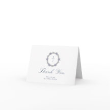 Lavendel-Blumen-Monogramm-Hochzeits-Dankeskarten