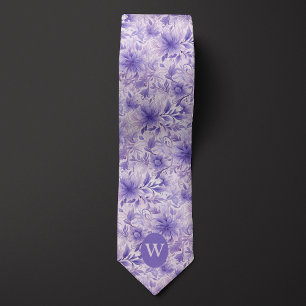 Lavendel Blumen Monogramm Krawatte