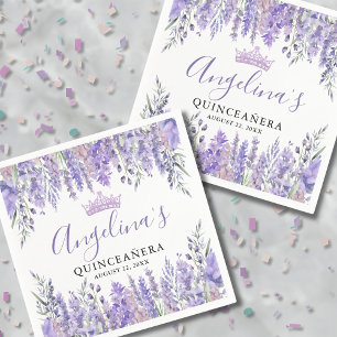 Lavendel Blumen Purpur Quinceanera Serviette