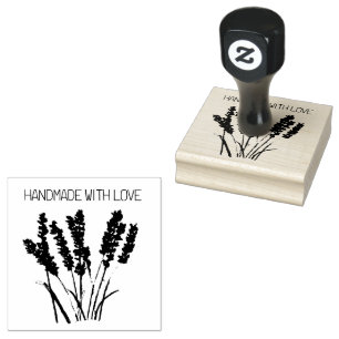 Lavendel Blumen Rustikal Vintage Handgefertigt mit Gummistempel