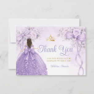 Lavendel Blumen Schleifenband Mädchen Quinceañera Dankeskarte