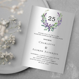 Lavendel Blumen Silber 25. Hochzeitstag Einladung