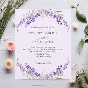Lavendel Blumen Veilchen Abend Hochzeitseinladung