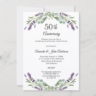 Lavendel-Blumen zum 50. Hochzeitstag Foto Einladung