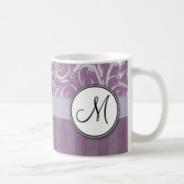 Lavendel-BlumenBündel u. Streifen mit Monogramm Kaffeetasse