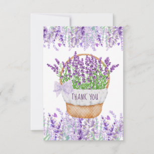 Lavendel-Blumenkorb Grün Lila Dankeschön-Karte Dankeskarte