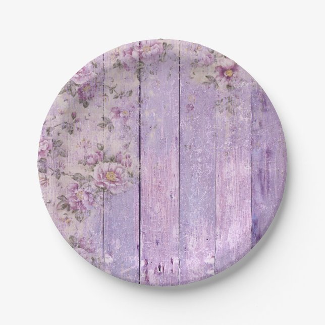 Lavendel-BlumenShabby Chic-Papierplatte Pappteller (Vorderseite)