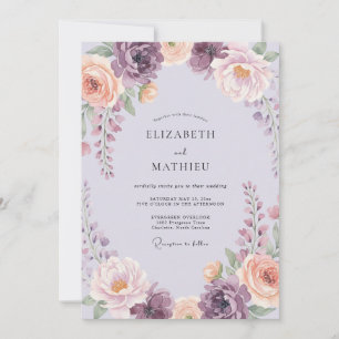 Lavendel Blumige Wirbel-Hochzeit Einladung