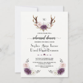Lavendel Blush Floral Antlers Probe Abendessen Einladung