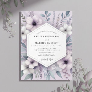 Lavendel-Blüten-Romanze-Hochzeit Einladung