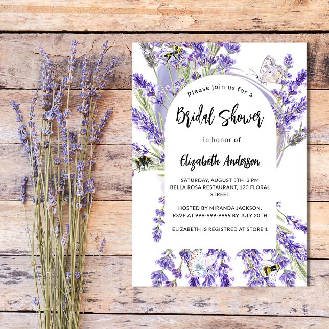 Lavendel-Blüten violettes Brautparty Einladungspostkarte (Von Creator hochgeladen)