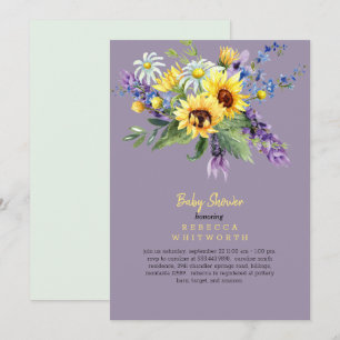 Lavendel Blütenblume in Person Baby Dusche Einladung