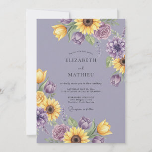 Lavendel-Blütenhochzeit Einladung