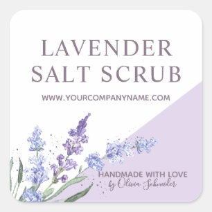 Lavendel-Blütensalzpeeling mit Wasserfarben Quadratischer Aufkleber