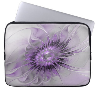 Lavendel-Blütentraum Moderne Abstrakte Fraktal-Kun Laptopschutzhülle