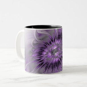 Lavendel-Blütentraum Moderne Abstrakte Fraktal-Kun Zweifarbige Tasse