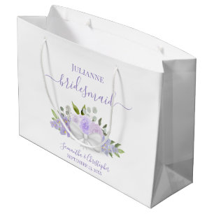 Lavendel Boho Rosen & Blüten Hochzeit Brautjungfer Große Geschenktüte