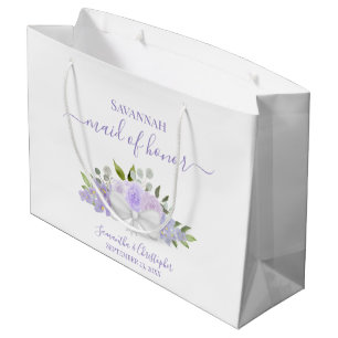Lavendel Boho Rosen Brautjungfer Bouquet Große Geschenktüte