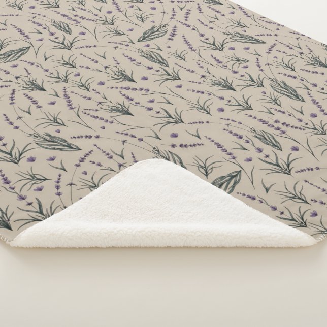Lavendel-Botanik-Pattern Sherpa-Decke Sherpadecke (3/4)