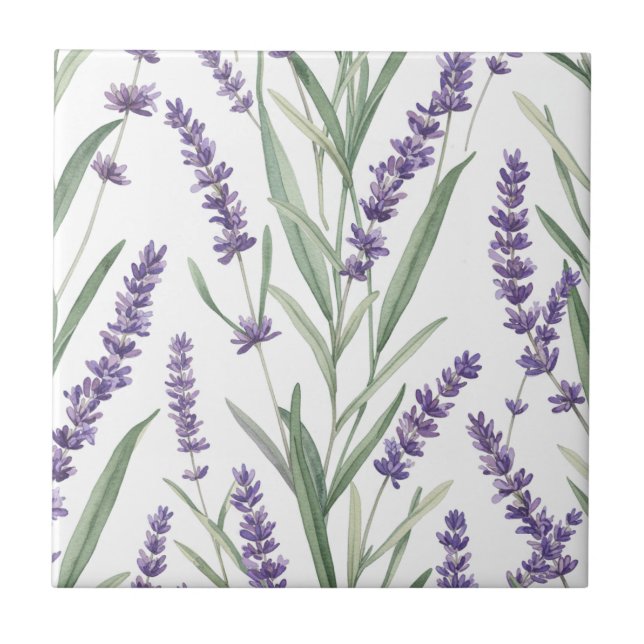 Lavendel-Botanikmuster Fliese (Vorderseite)