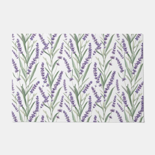 Lavendel-Botanikmuster Fußmatte (Vorderseite)