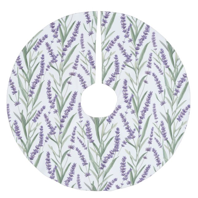 Lavendel-Botanikmuster Polyester Weihnachtsbaumdecke (Vorderseite)