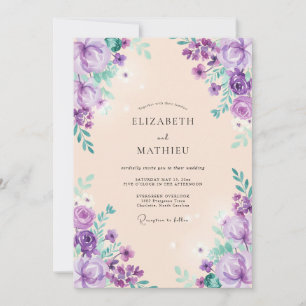 Lavendel-Botanische Traumhochzeit Einladung