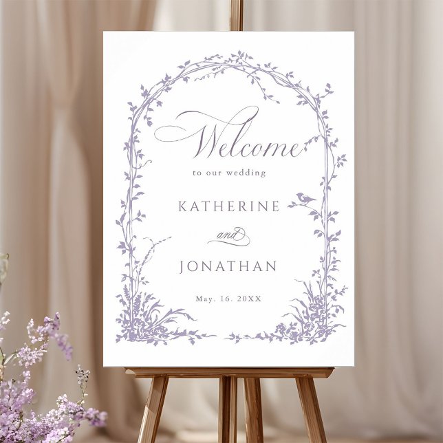 Lavendel-Botanischer-Bogen-Garten-Hochzeit Willkom Poster (Von Creator hochgeladen)