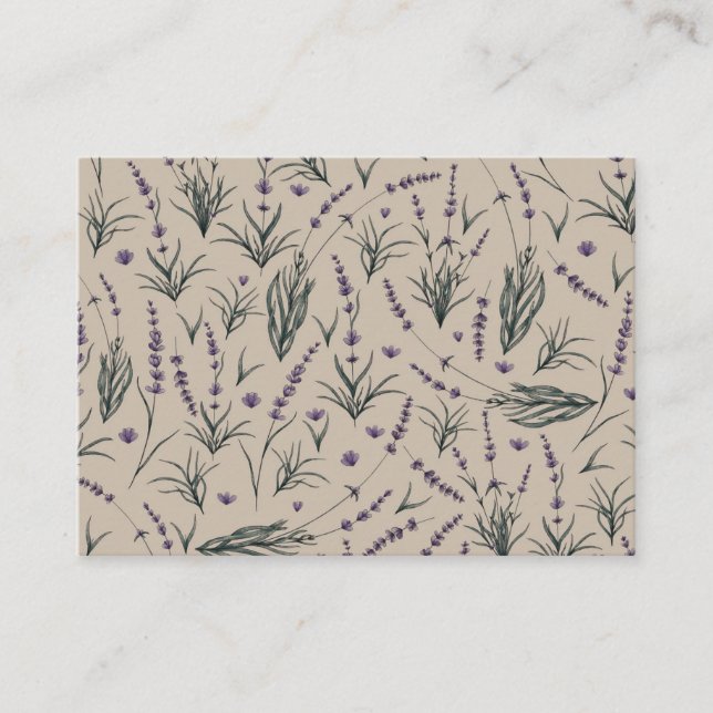 Lavendel Botanisches Muster Visitenkarte (Vorderseite)