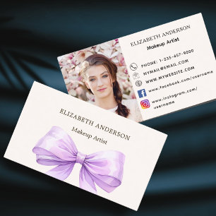 Lavendel bow beige qr Code Social Media Foto Visitenkarte